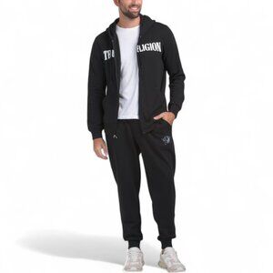 True Religion Men's Fleece Sweatsuit 2 Piece Tracksuit Matching Hoodie Joggers
